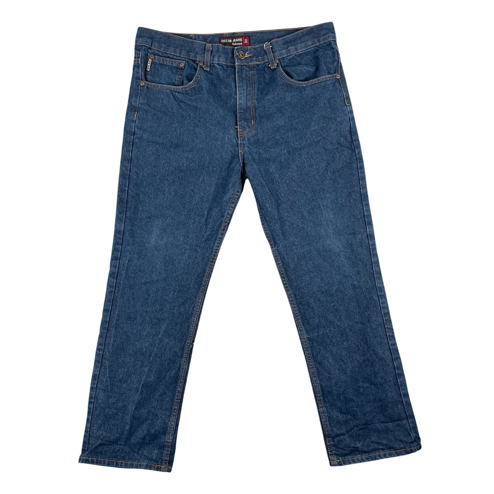 Oscar‎ Jeans Men's 38x30 Blue Denim Straight Leg Classic Fit Zip Fly Medium Wash